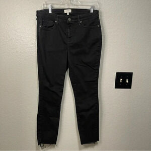 NYDJ Size 8 Jeans Lift Tuck Mid Rise Black Denim with Raw Hem